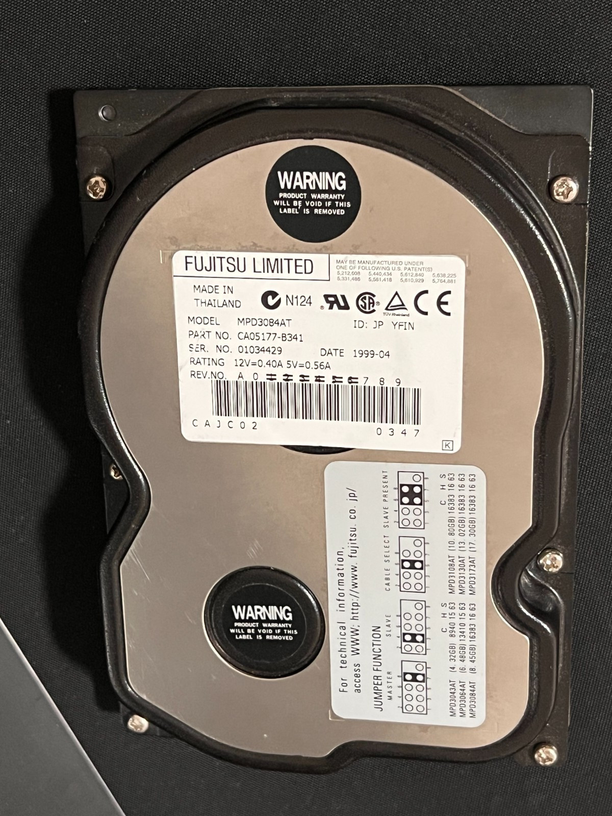 FUJITSU MPD3084AT 8.4GB Ultra DMA/66 5400RPM Fujitsu MPD3084AT