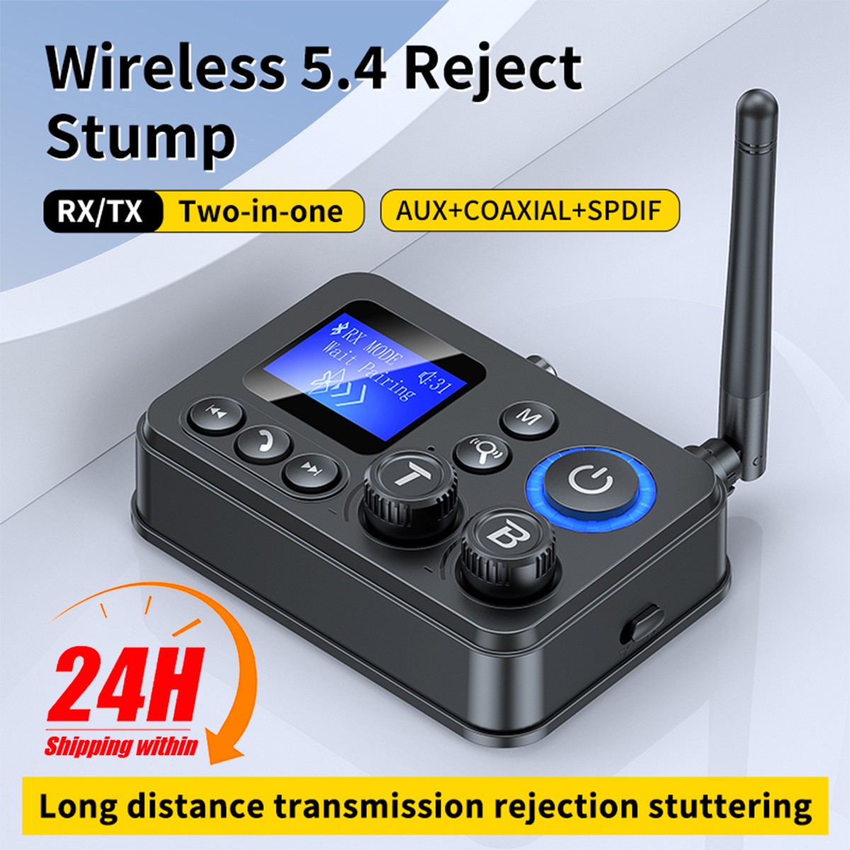 Bluetooth 5.4 RX/TX Transmitter Receiver 3.5mm AUX TV Home Stereo Audio Adapter
