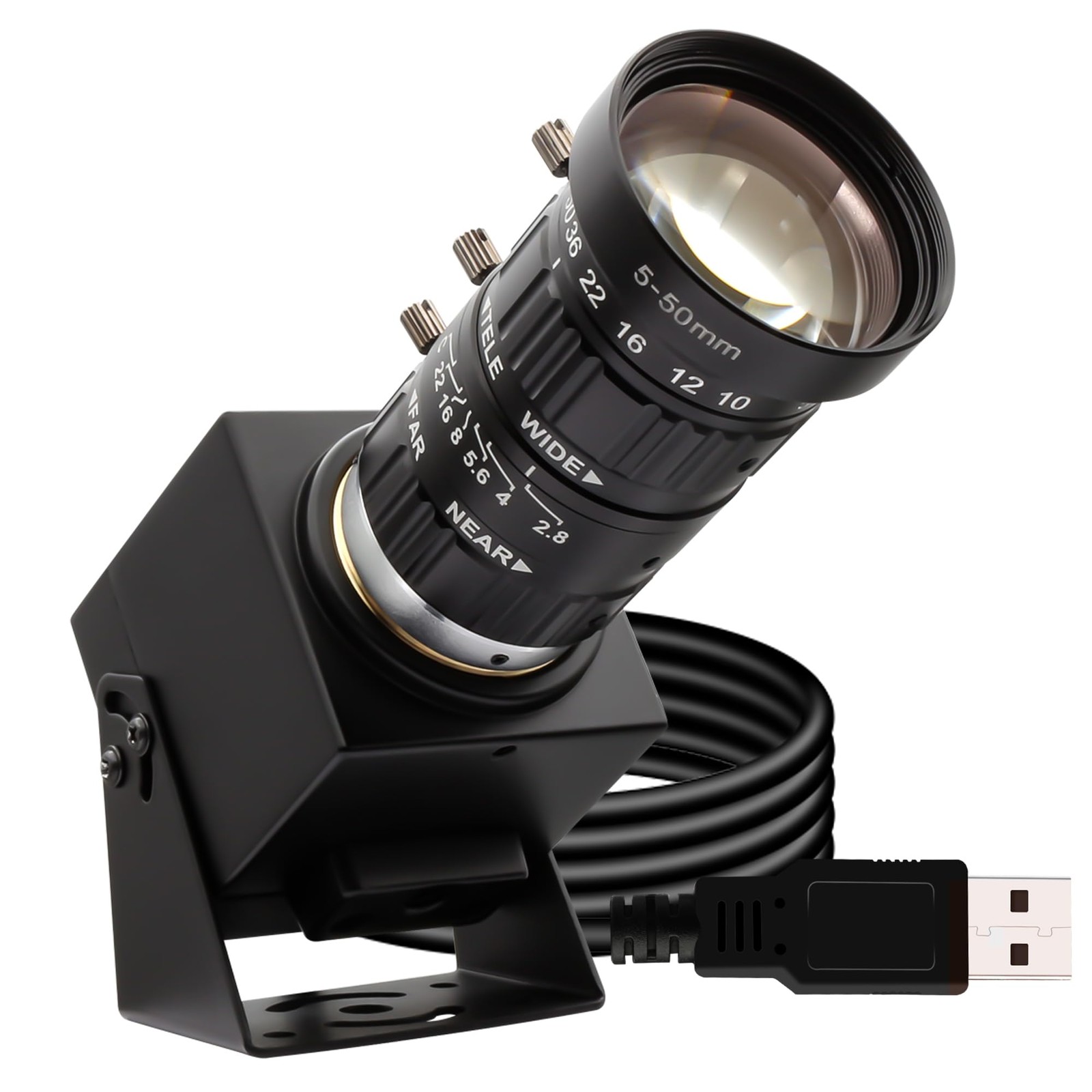 SVPRO 48MP USB Camera with 5-50mm Zoom Lens, Ultra High Definition Black
