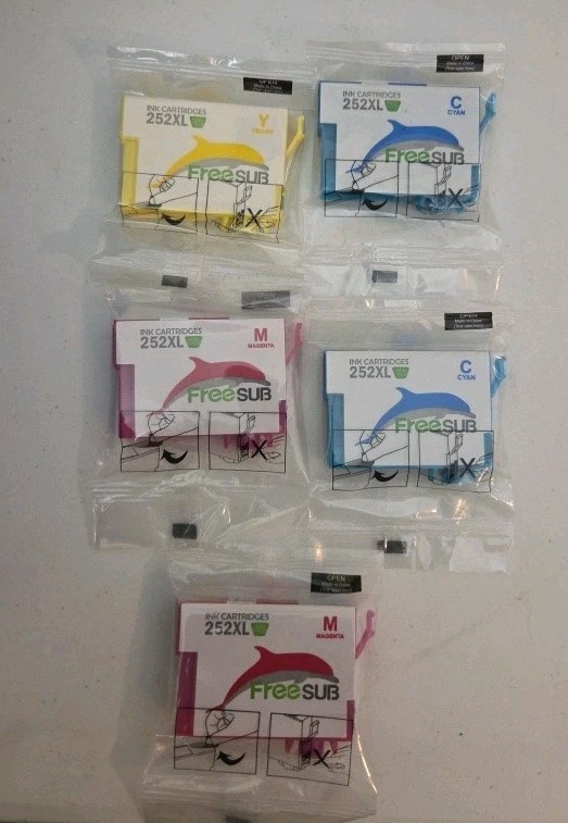 5-PACK EPSON GENUINE 252XL COLOR INK Magenta, Cyan, Yellow 