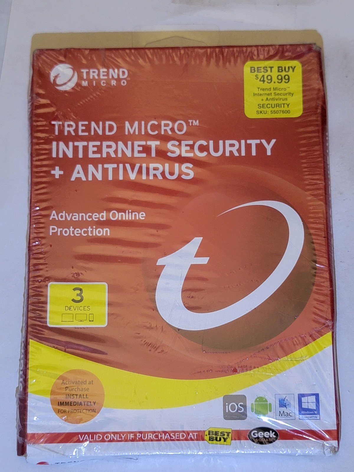 Trend Micro Internet Security + Antivirus 3 Devices New Sealed Software