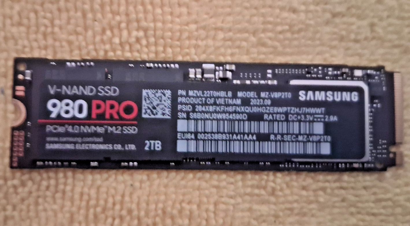 Samsung 980 PRO 2TB NVMe M.2 SSD PCIe 4.0 PS5 Storage PC Tested & Working
