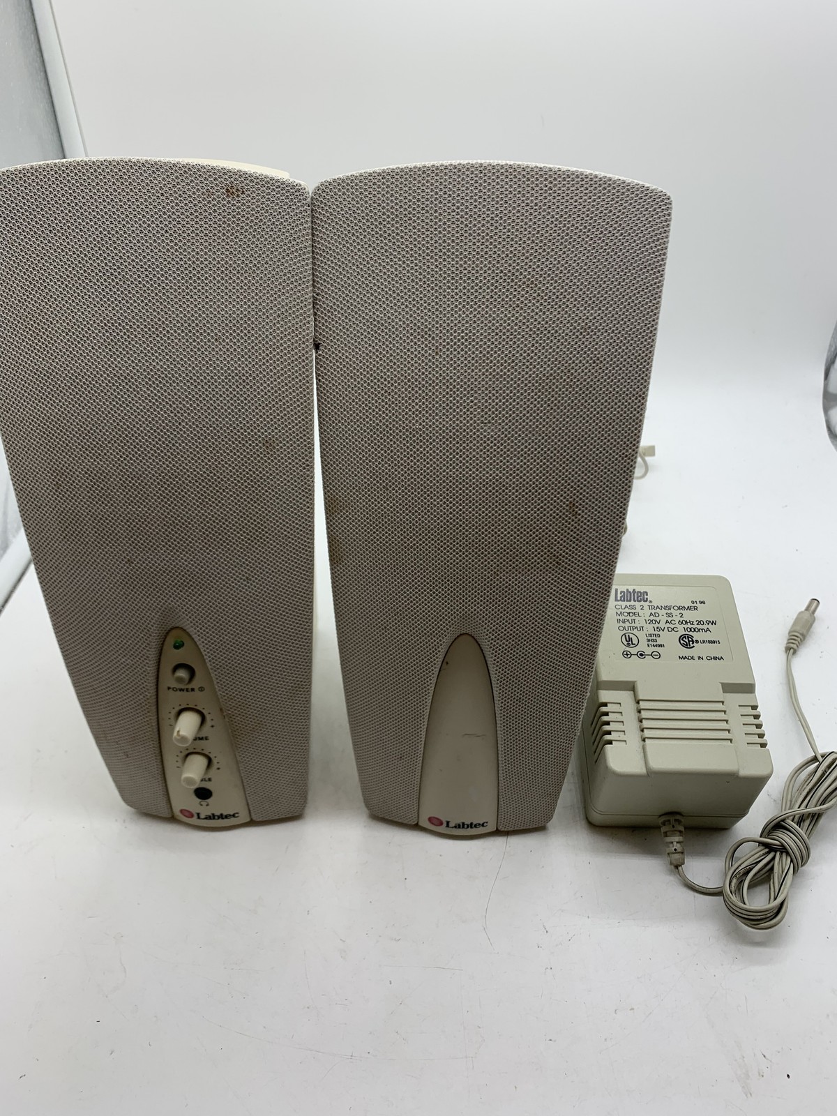 Labtec LCS-1030 Wired Desktop Speaker Pair w/ Adapter ~ 