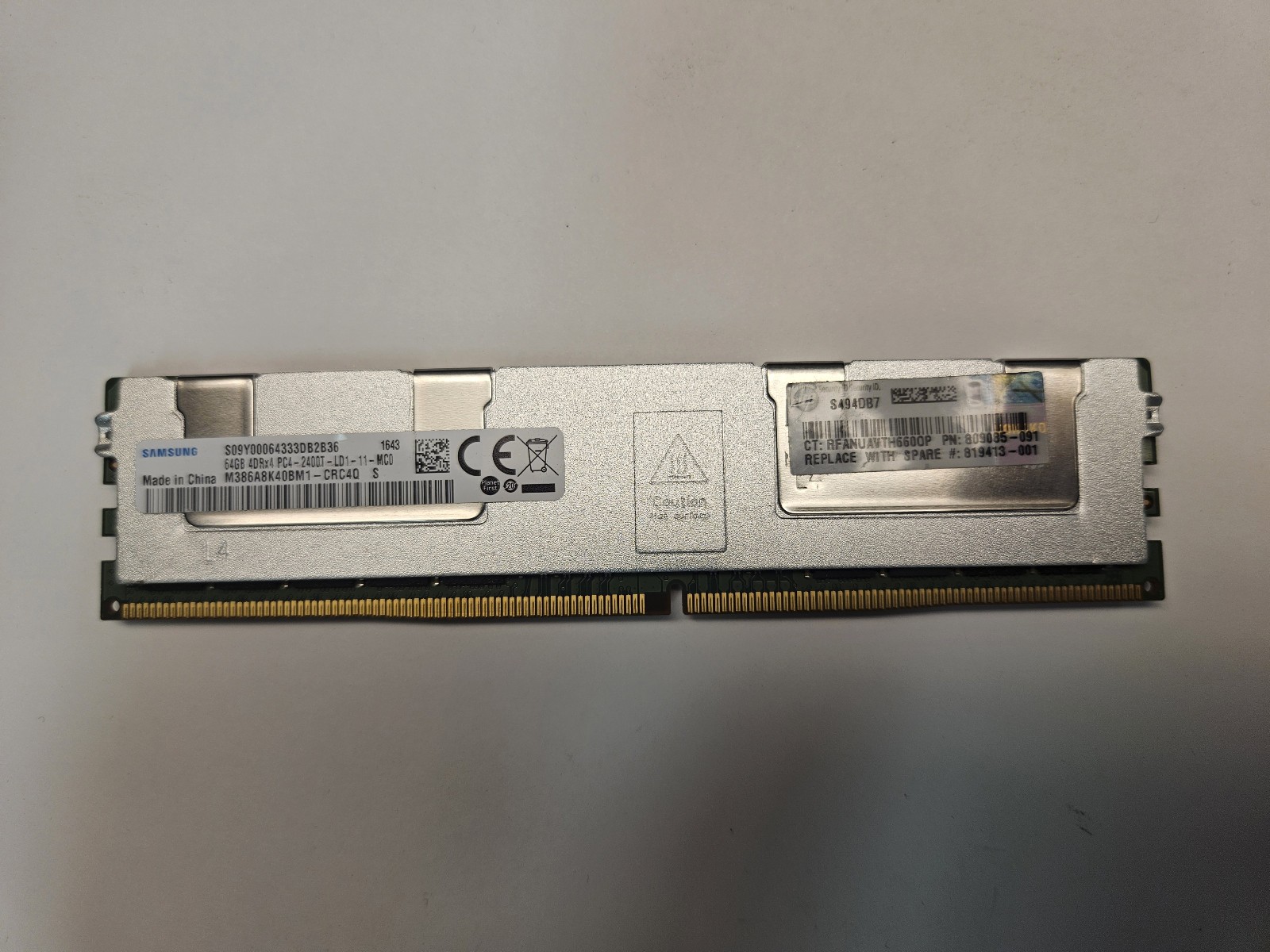 Samsung 512GB (8x64GB) 4DRx4 PC4-2400T DDR4 Load Reduced Shielded ECC Server RAM