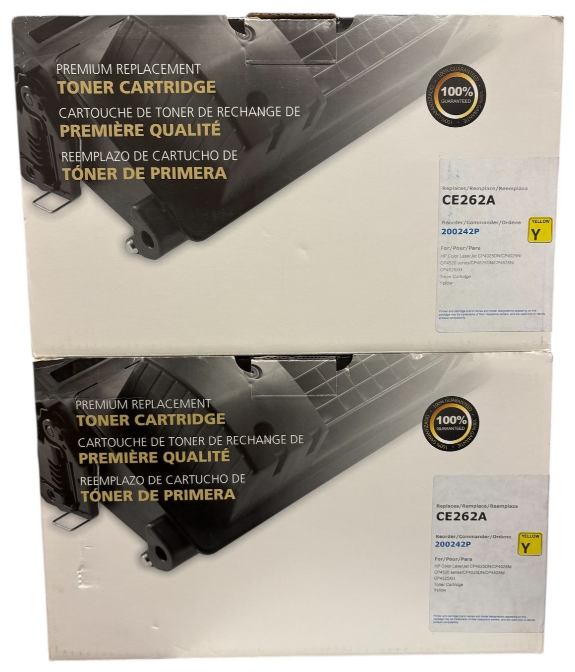 LOT OF 2~CE262A Yellow Toner for HP Color LaserJet CP4520 CP4525xh CP4525dn