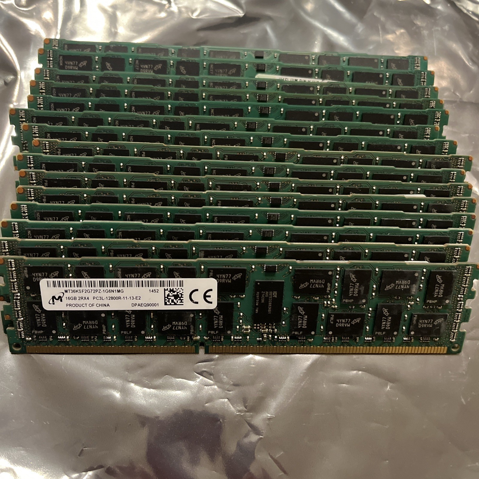 Lot of 16 Micron 16GB RAM MT36KSF2G72PZ 2RX4 PC3L-12800R-11-13-E2 ECC