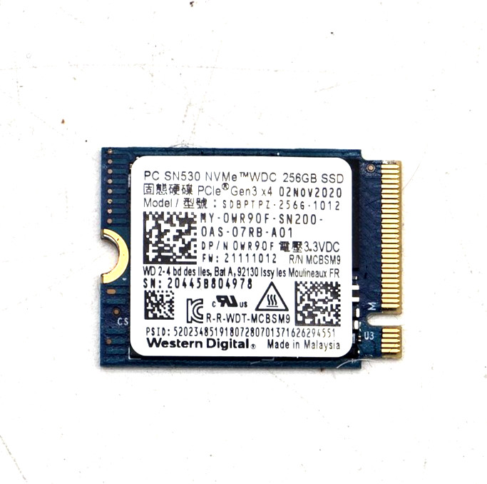 Western Digital SN530 256GB M.2 2230 NVMe PCIe SSD SDBPTPZ-256G-1012 0WR90F