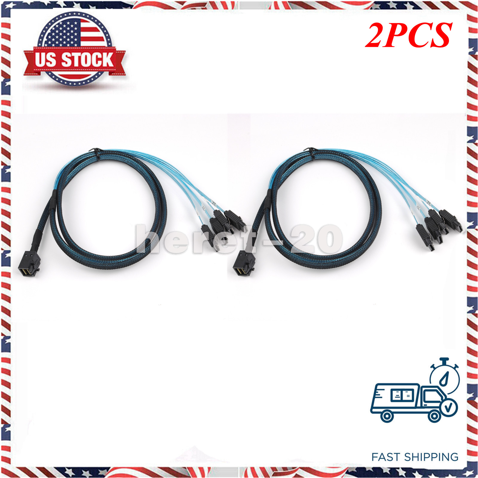 2x Mini SAS SFF-8643 to 4 SATA 7pin hard disk 6Gbps data Server Raid Cable 1m US