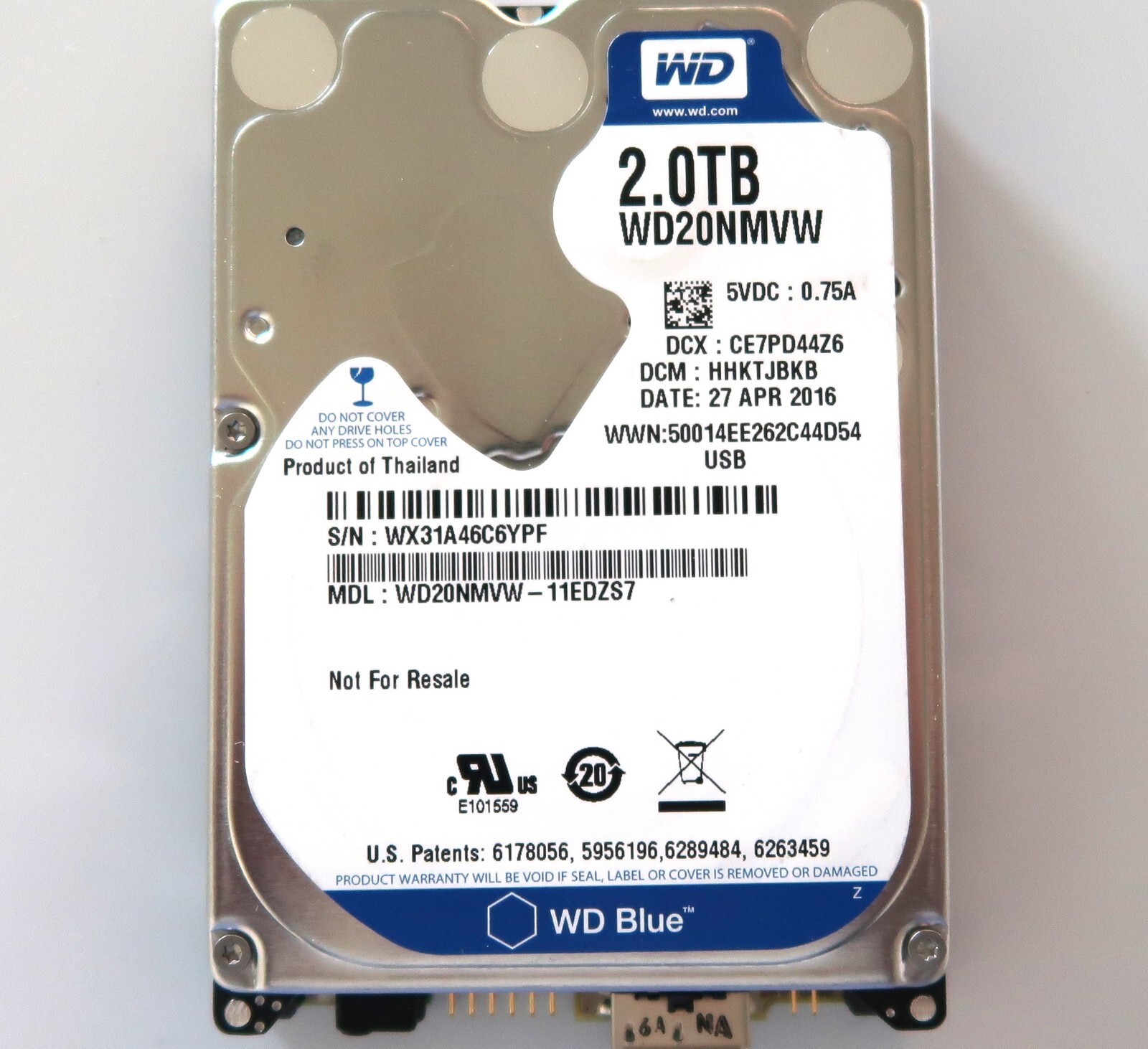 Western Digital WD20NMVW-11EDZS7 (WX31) HHKTJBKB Thailand 2TB USB 04/2016