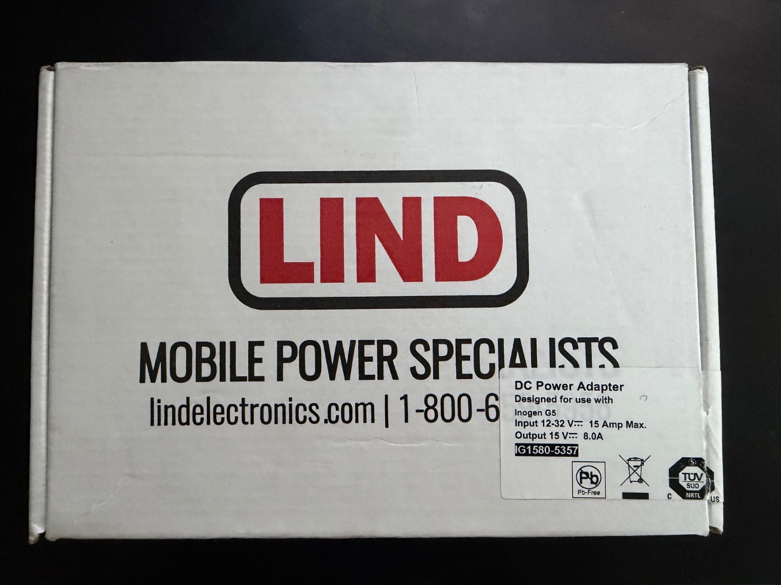 Lind Auto DC Power Adapter for Inogen G5 or Laptops, etc.  15V X 8A = 120W