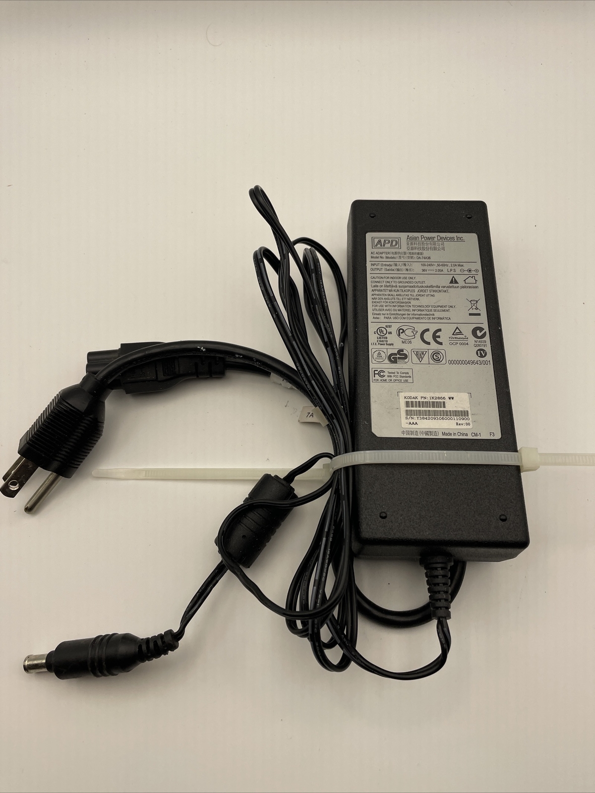 OEM Kodak APD DA-74A36 Printer AC Adapter Power Cord 36V 2.05A PN: 1K2866