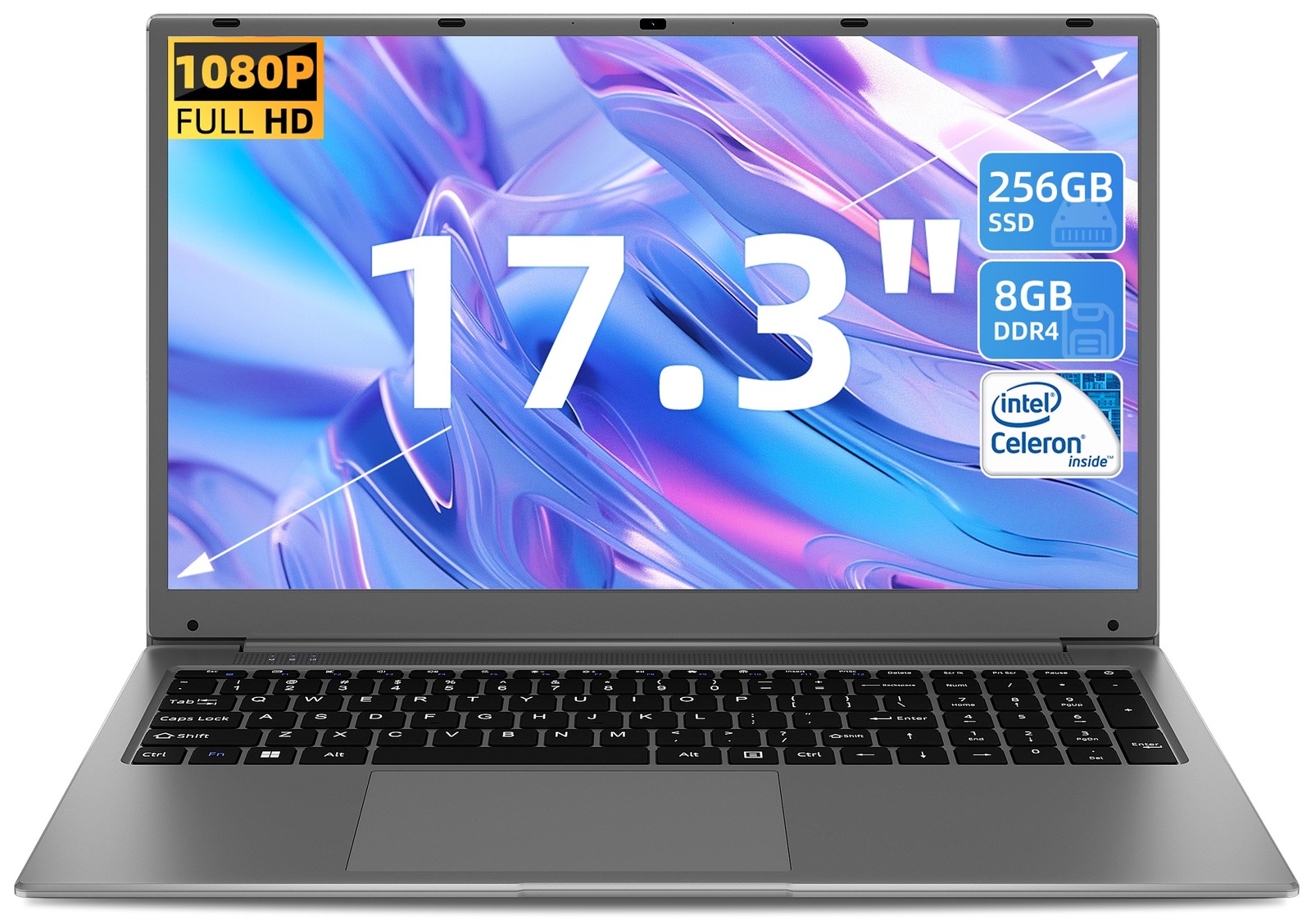 SGIN 17.3" FHD Laptop Notebook Intel N4020 Up to 2.8 GHz 8GB RAM 128GB memory