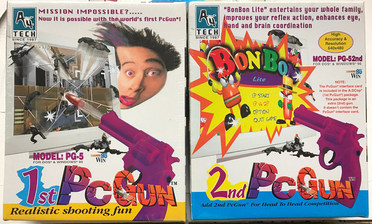 Vintage PC Game PCGun w/BOTH 1st+2nd Gun PG5 A4 Tech DOS Windows 95 New+Box Rare