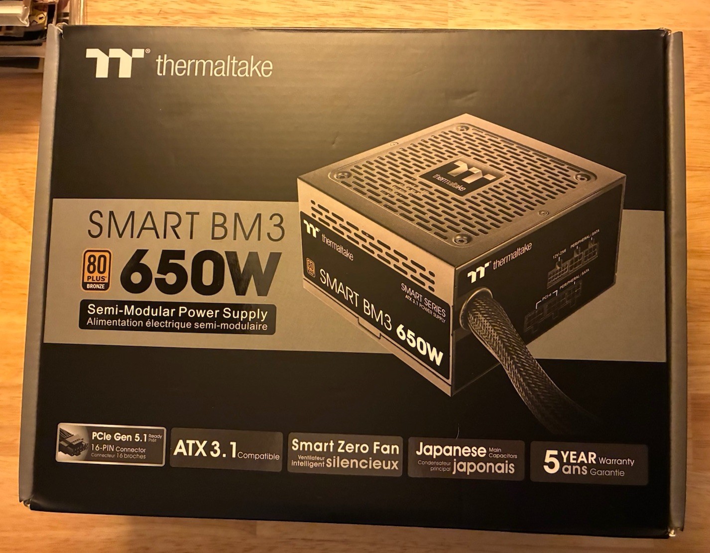 Thermaltake - Smart BM3 80+ Bronze PCIE Gen 5 ATX 3.0 650W Semi-Modular Power...