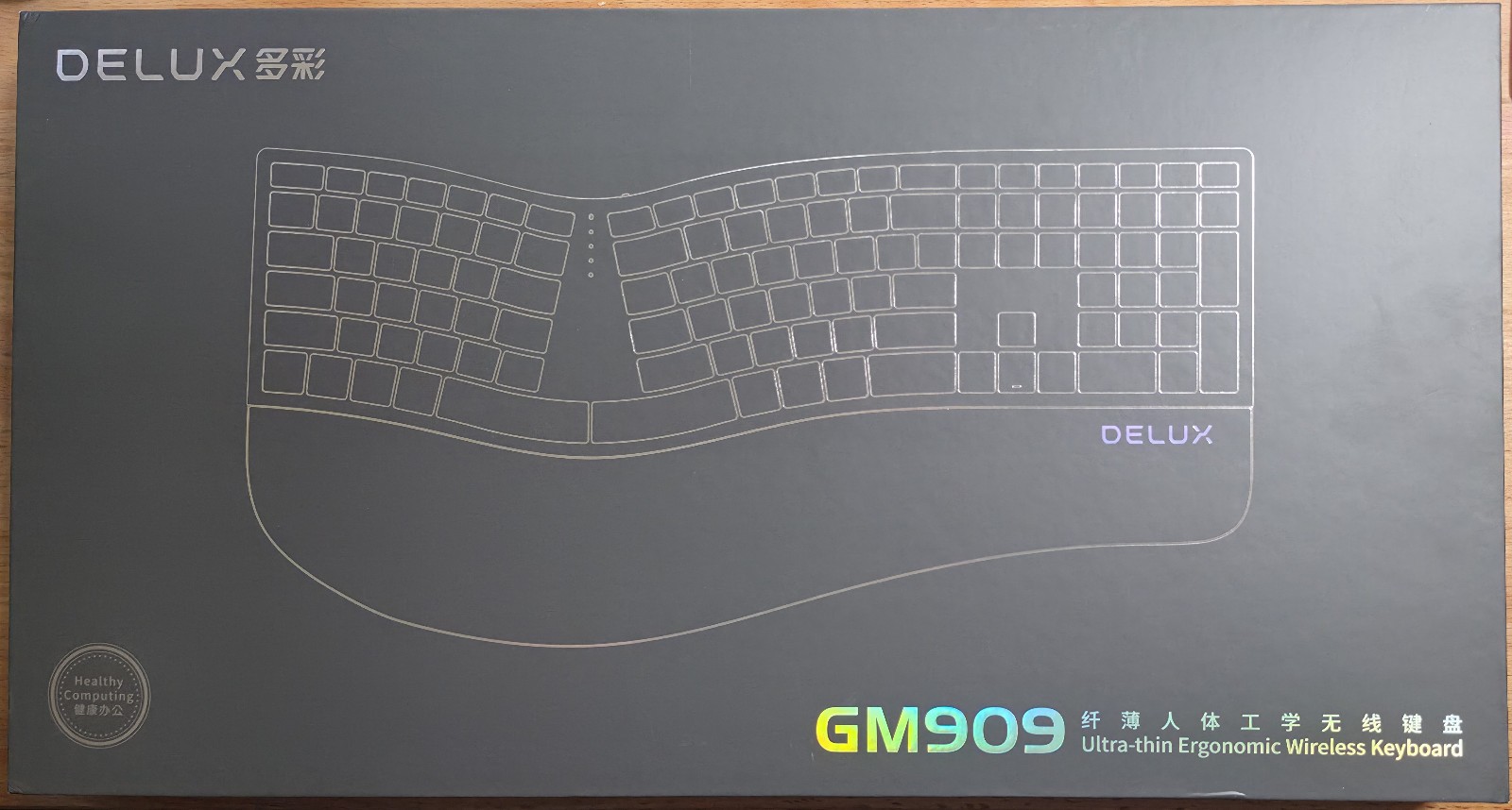 DELUX GM909 Ultra-Thin Ergonomic Wireless Keyboard Split Design Black USB-C BNIB