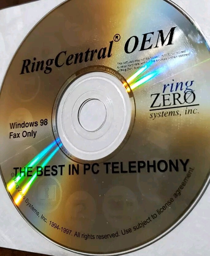 RingCentral OEM Cd-rom For Windows 98 Fax Only "The Best Of PC Telephony" 1997