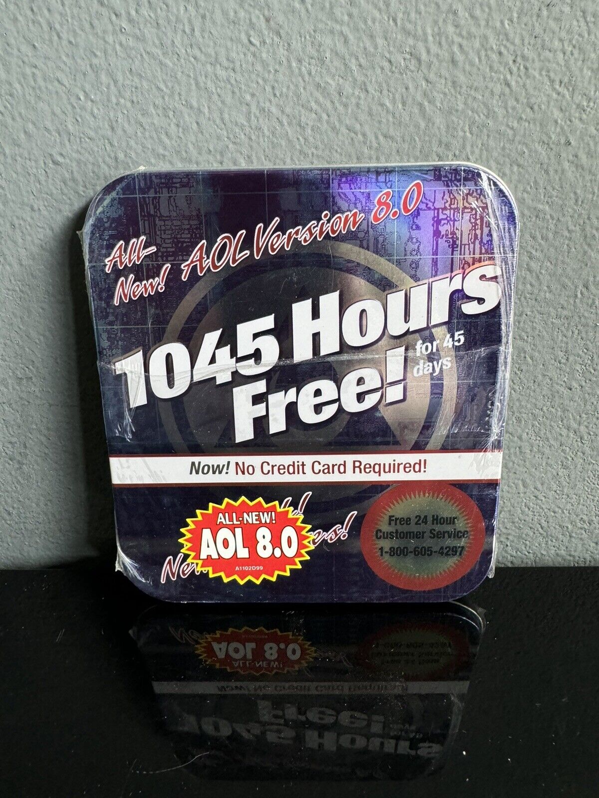 America Online AOL Installation 8.0 CD In Case 1045 Hours Free - Collectible NEW