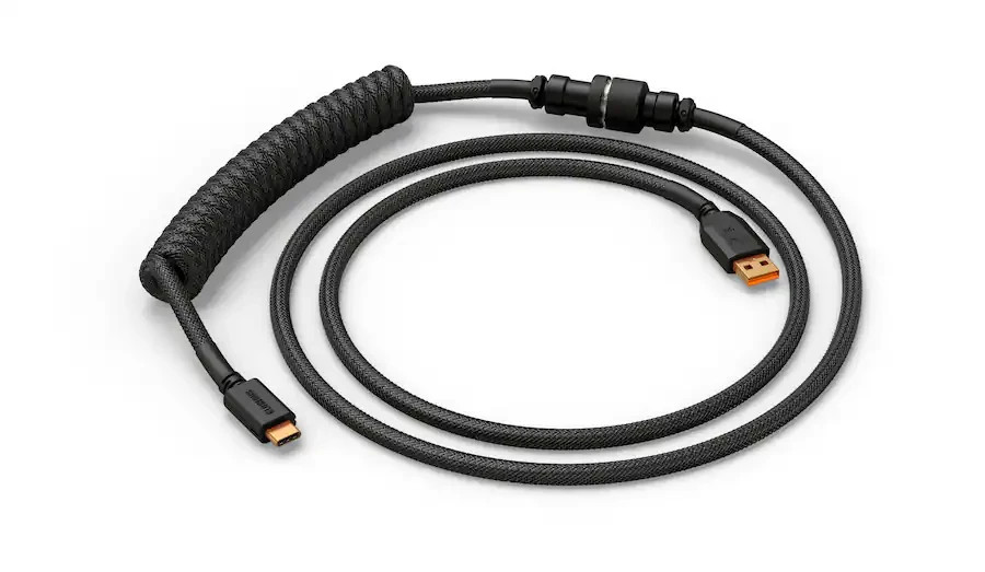 GLORIOUS Coiled Keyboard Cable USB-C to USB-A Artisan Braided 4.5ft Black