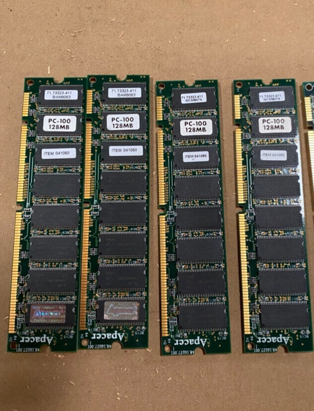 Used Set Of Four (4) Apacer PC-100 128MB Desktop Memory 71.73323.411