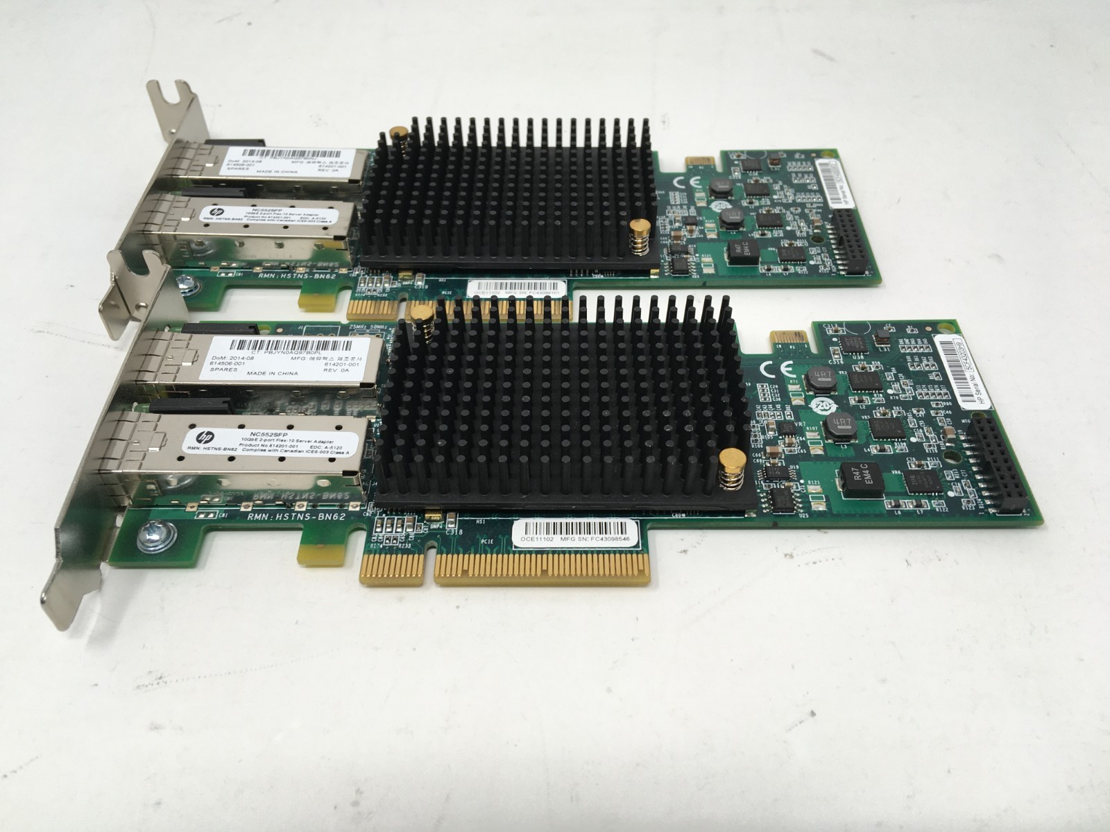 Lot of 2 HP NC552SFP DUAL PORT 10GbE SERVER ADAPTER(Low Profile Bracket)