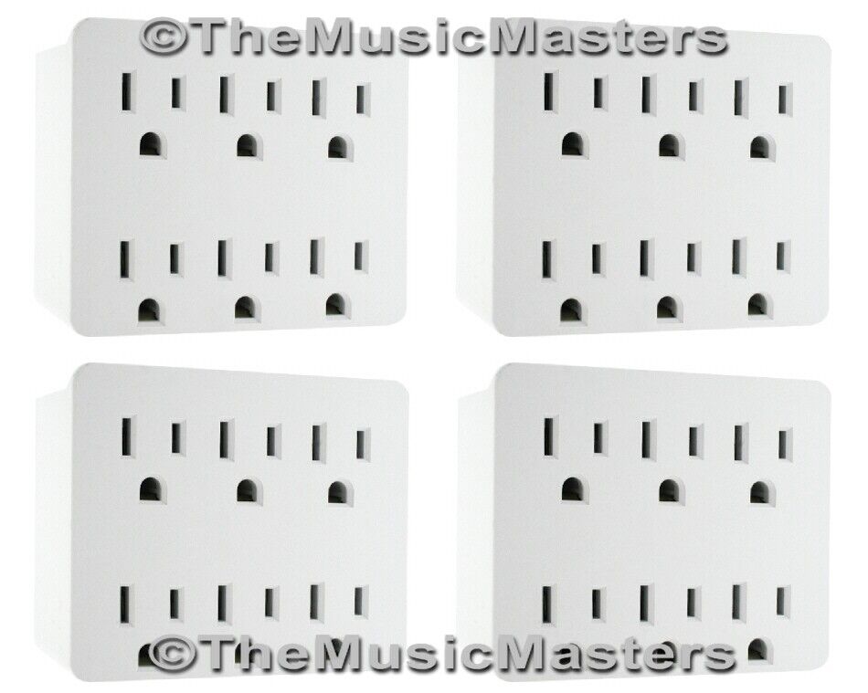 (4) Electrical Socket 6-Way Power Splitter 6 Outlet AC Wall Plug Adapter Cover