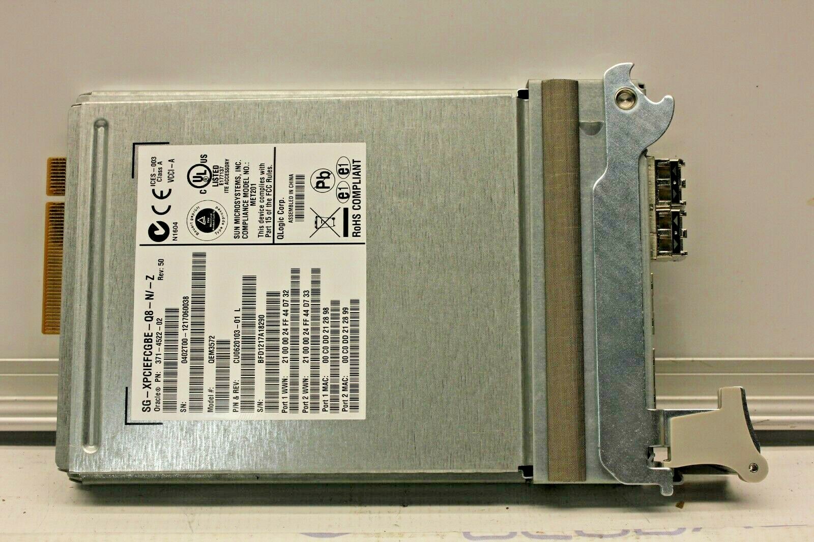 Sun Oracle 371-4522-02 Dual Port 8GB Ethernet Card QEM3572 SG-XPCIEFCGBE-Q8-N/-Z