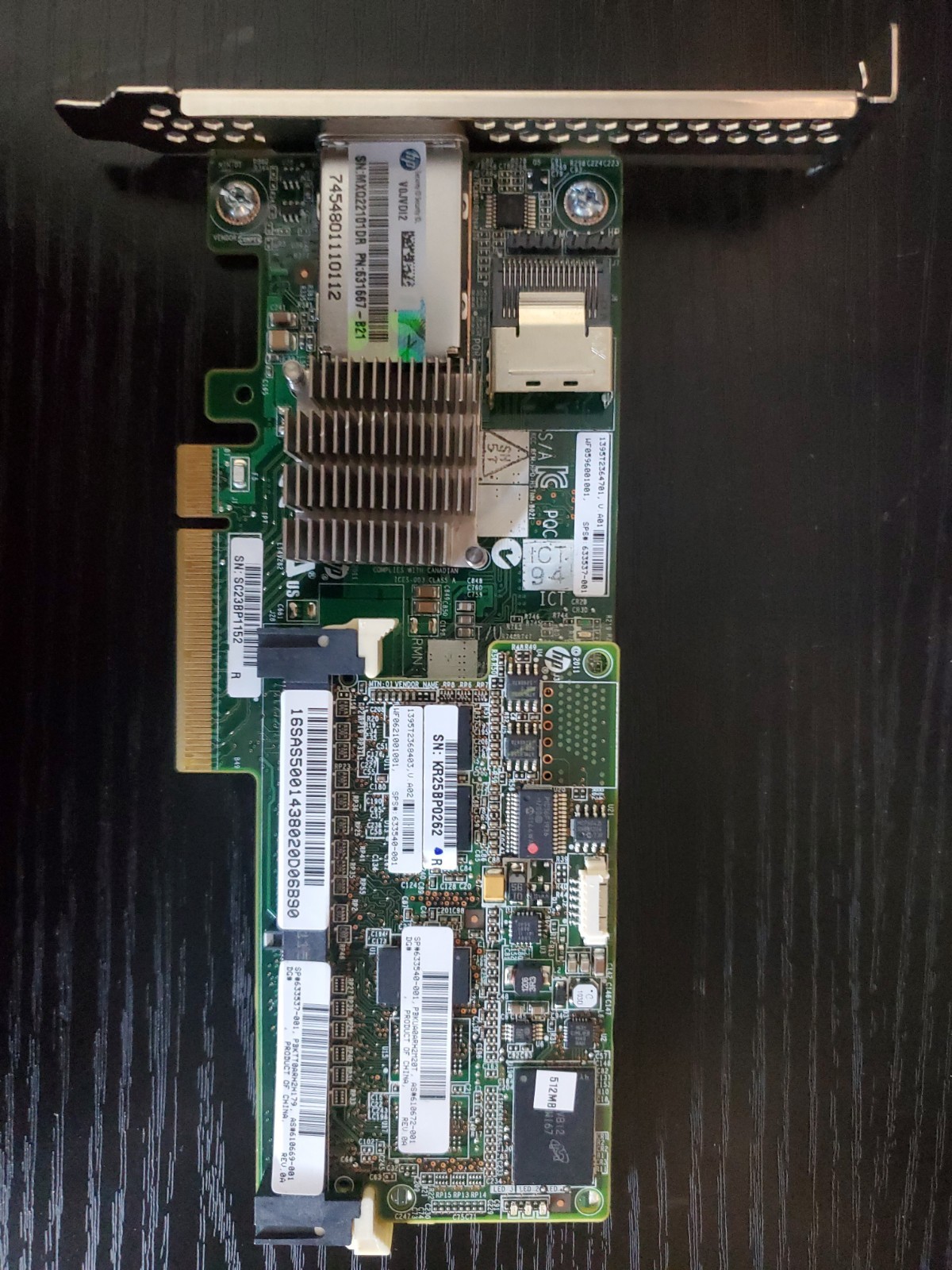 HP 651667-B21 P222 512MB FBWC 1-Port PCI-E SAS RAID with 512MB 633537-001
