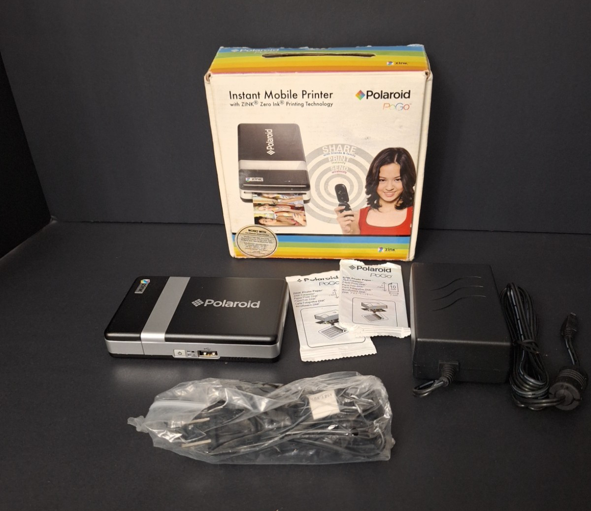 Polaroid PoGo ZINK Instant Mobile Photo Printer Bluetooth 2x3 USED Open Box