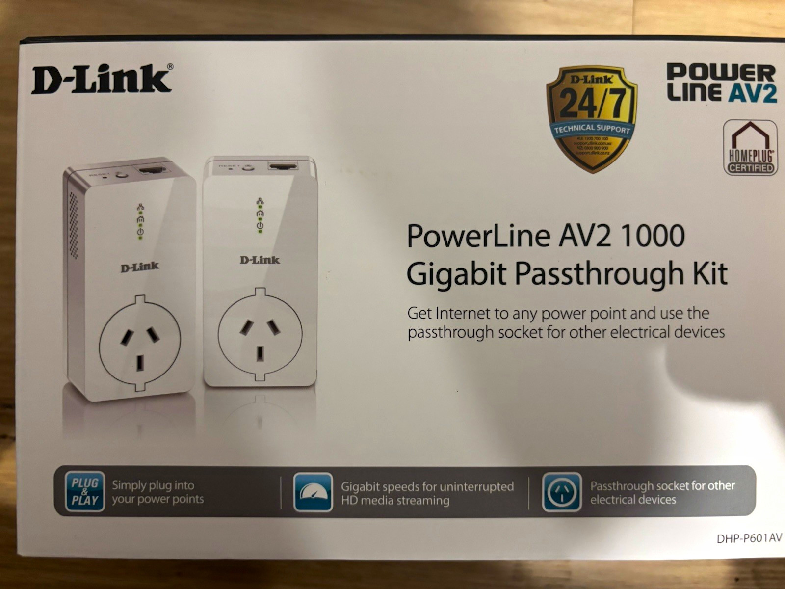 D-Link PowerLine AV2 1000Mbps Gigabit Pass-Through Kit DHP-P601AV