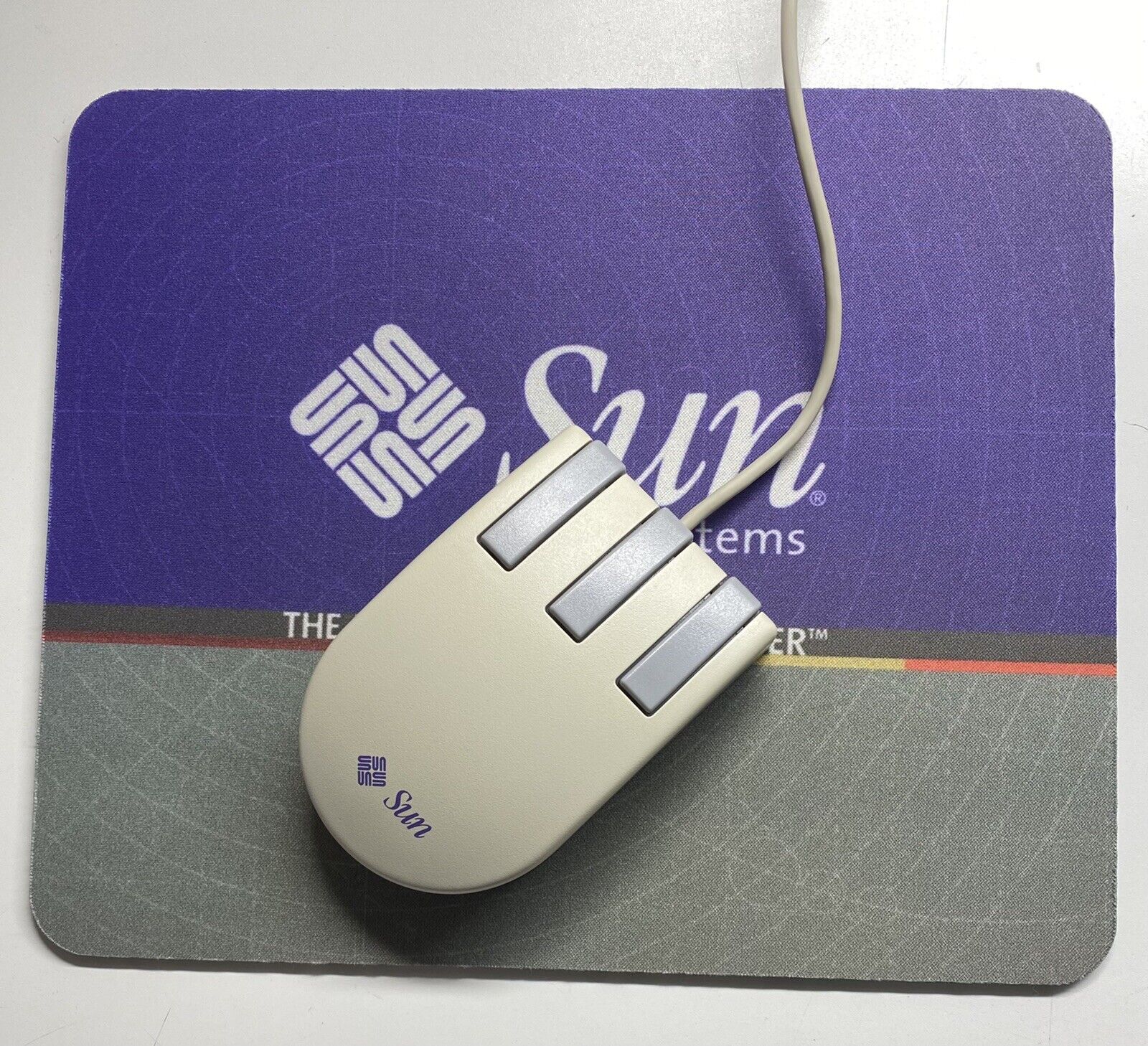 SUN 370-1586 Type-5c Mechanical 3 Button Mouse Model Compact1 Mouse WITH NEW PAD