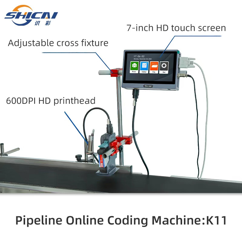 Inline Automatic Inkjet Printer 12.7mm Solvent No Conveyor 100m/min