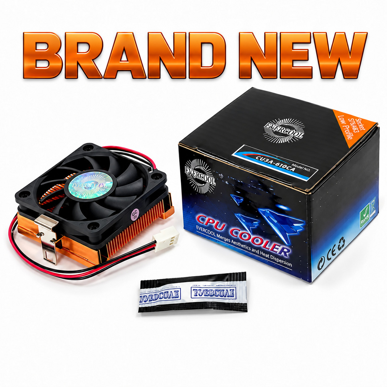 EverCool CU3A-610CA 1U Low Profile Copper CPU Cooler for Socket 370 / Socket A