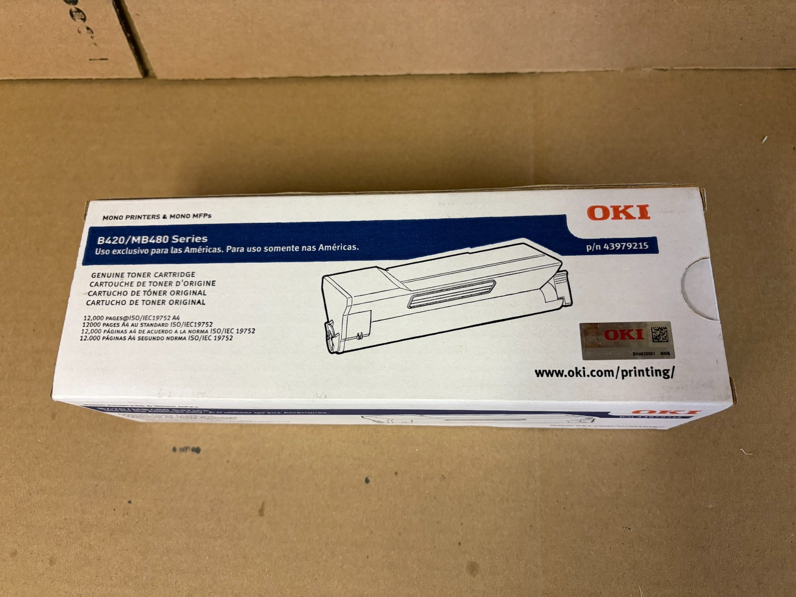 Original OEM OKIDATA 43979215 New Sealed Box Black Toner B420/MB480 Fast ship