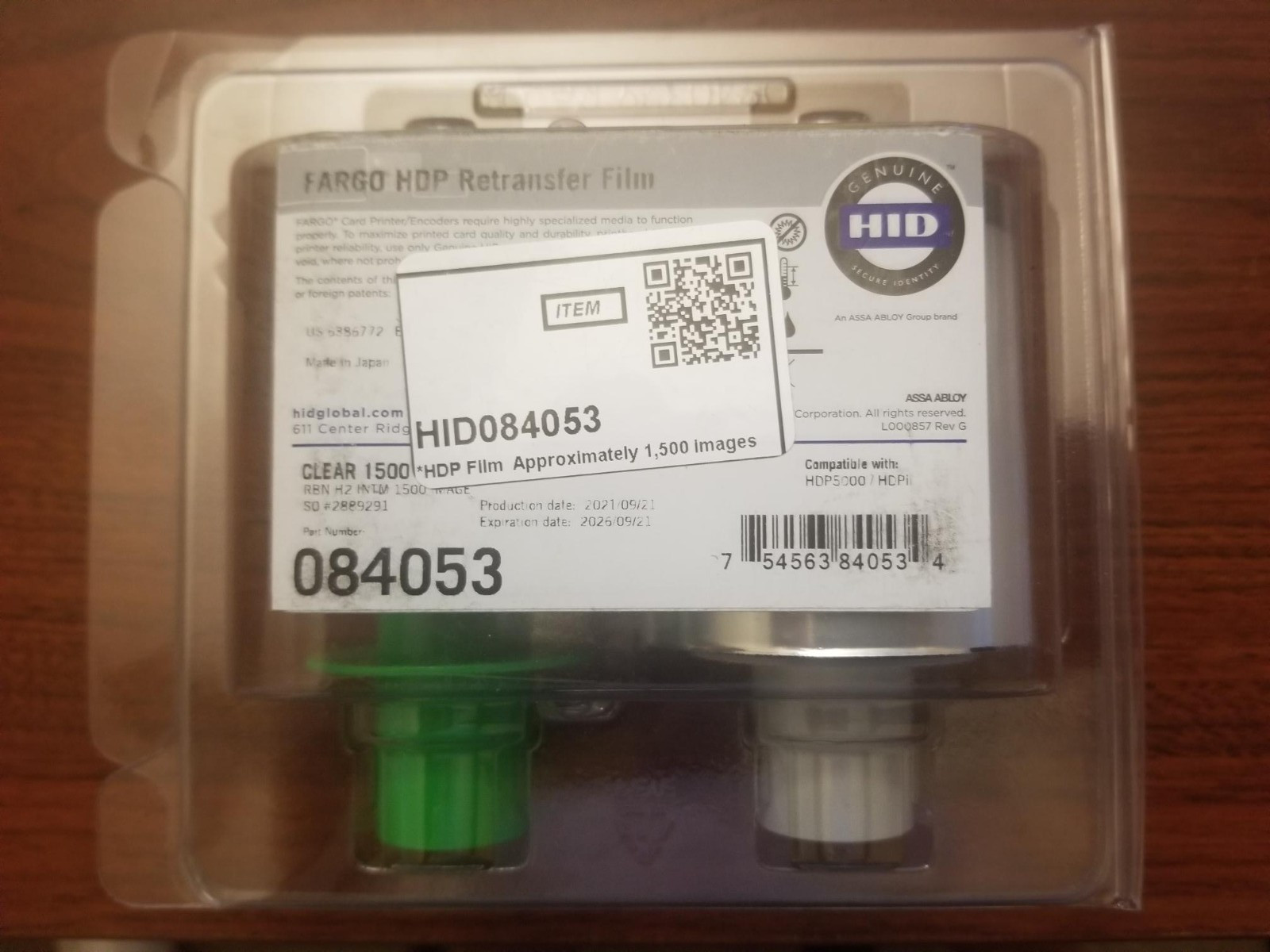 Fargo HDP Retransfer Film 084053 for HDP5000, Clear 1500 Images