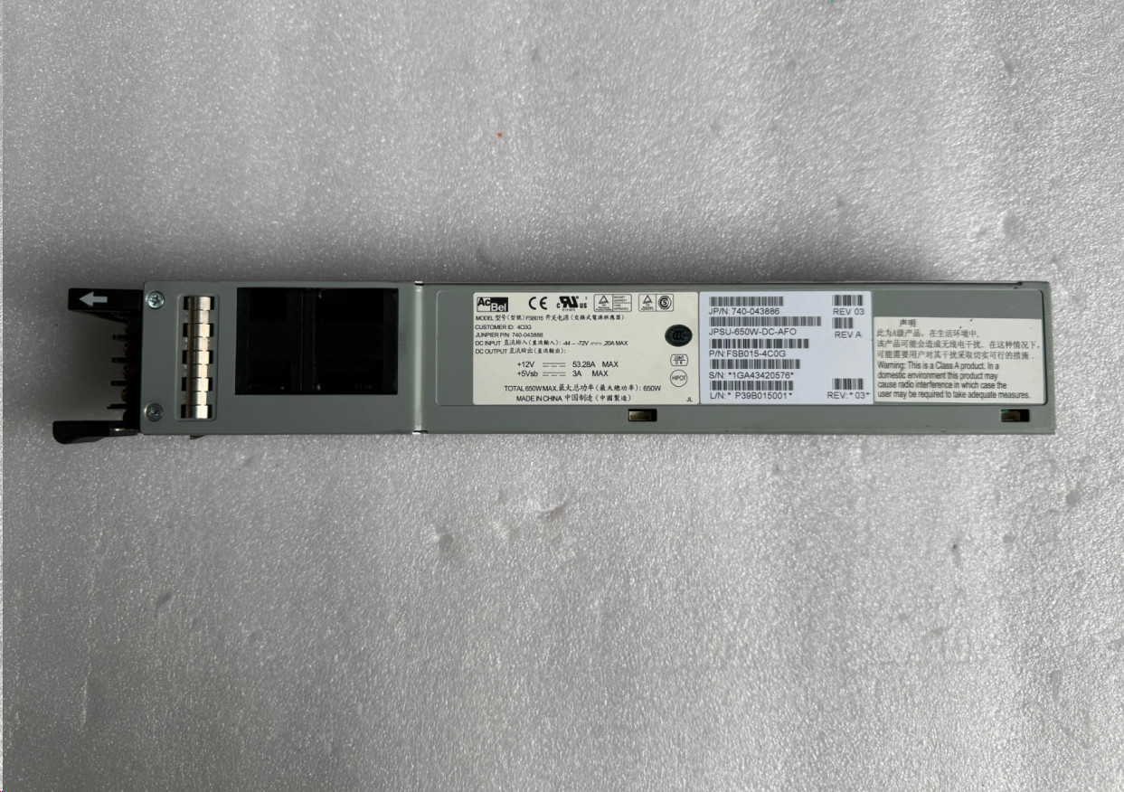 Juniper JPSU-650W-DC-AFO 740-043886 650W DC Power Supply for QFX5100 & EX4550