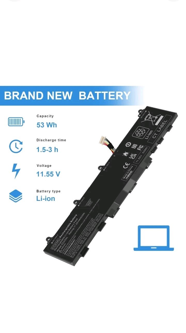HP BATT 3C 53Wh 4.59Ah LI  CC03053XL-PL. Part#L78555-002. BRAND NEW IN OEM BOX