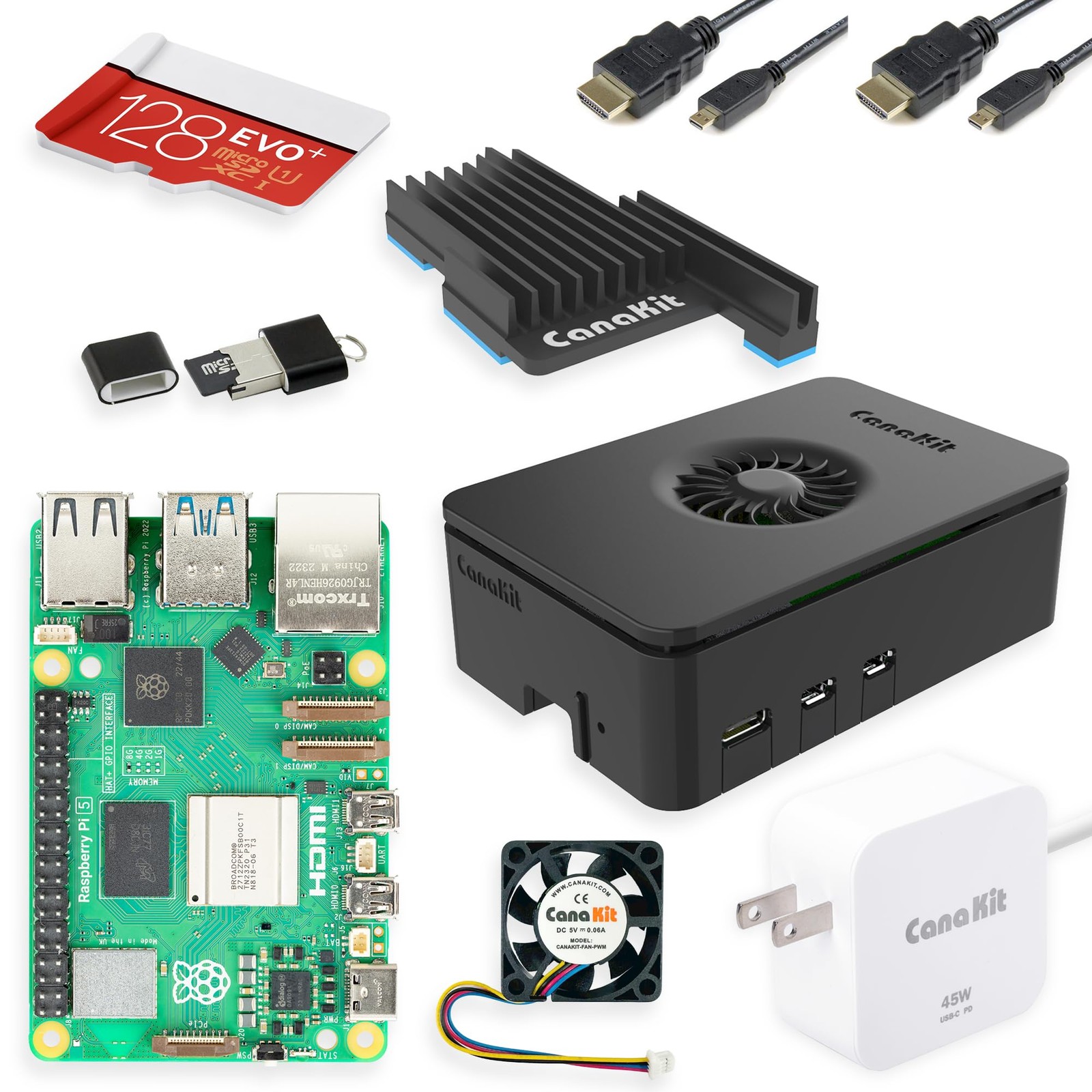 CanaKit Raspberry Pi 5 Starter Kit PRO - Turbine Black 128GB Edition 8GB RAM
