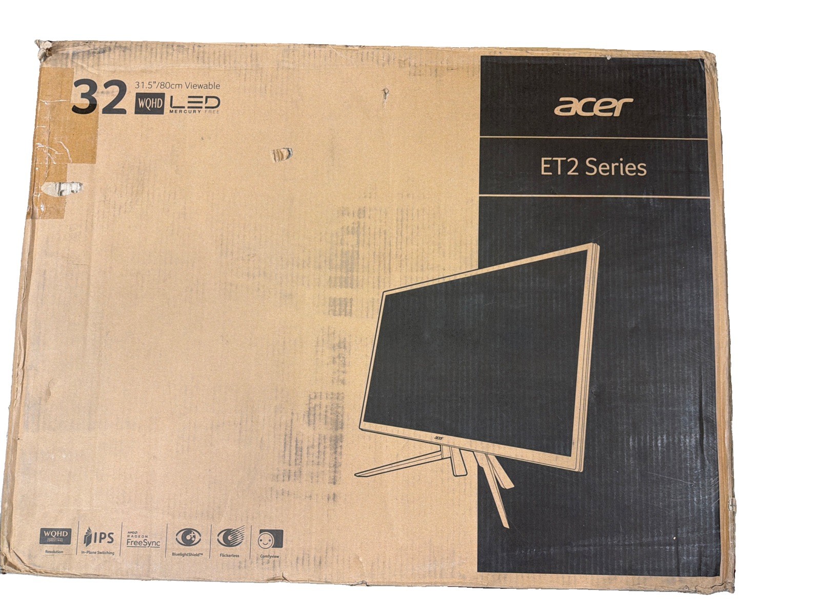Acer Et322qu 32 Black FreeSync 75hz LED IPS Monitor 2560x1440 Widescreen