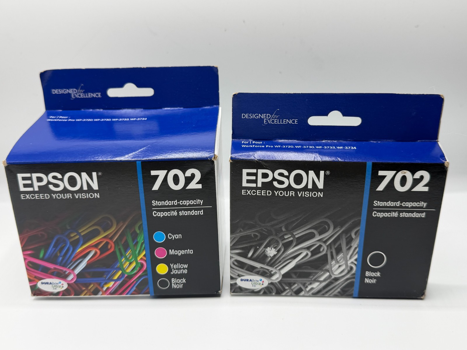 5 total Genuine Epson 702 Black 2 Cyan 1 Magenta 1 Yellow 1 Ink Cartridges New
