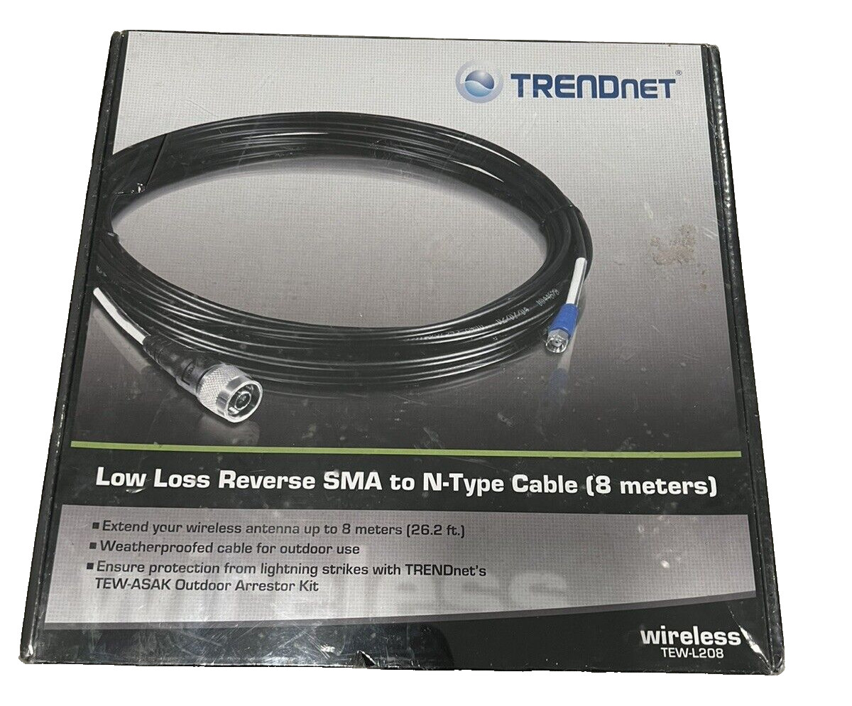Trendnet TEW-L208~Low Loss Reverse~SMA~Female to N-type Male~26.2 Ft.~cable~NEW