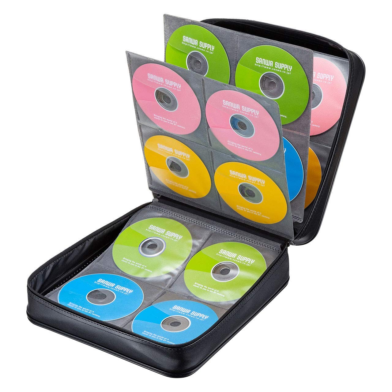 Sanwa Supply Media Case, Blu-ray Compatible, Semi-Hard, Holds 320 BD/DVD/CD Disc