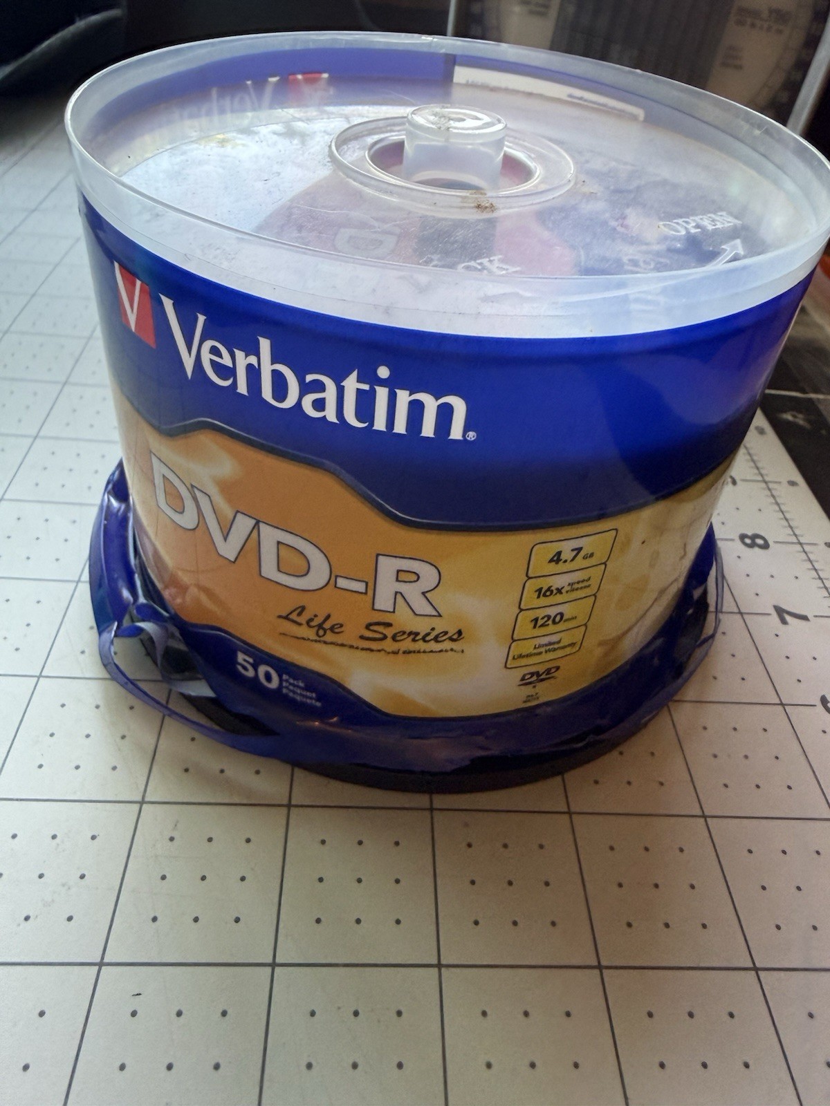 VERBATIM Life Series 16X Recordable DVD-R DVDR 4.7GB Branded Logo Disc 50 pack
