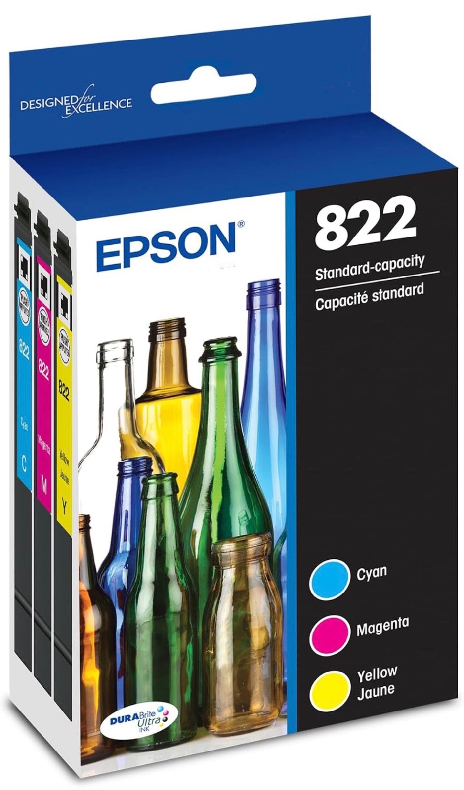 Epson 822 Genuine Ink Standard Capacity Color Cartridge 4-Pack T822520