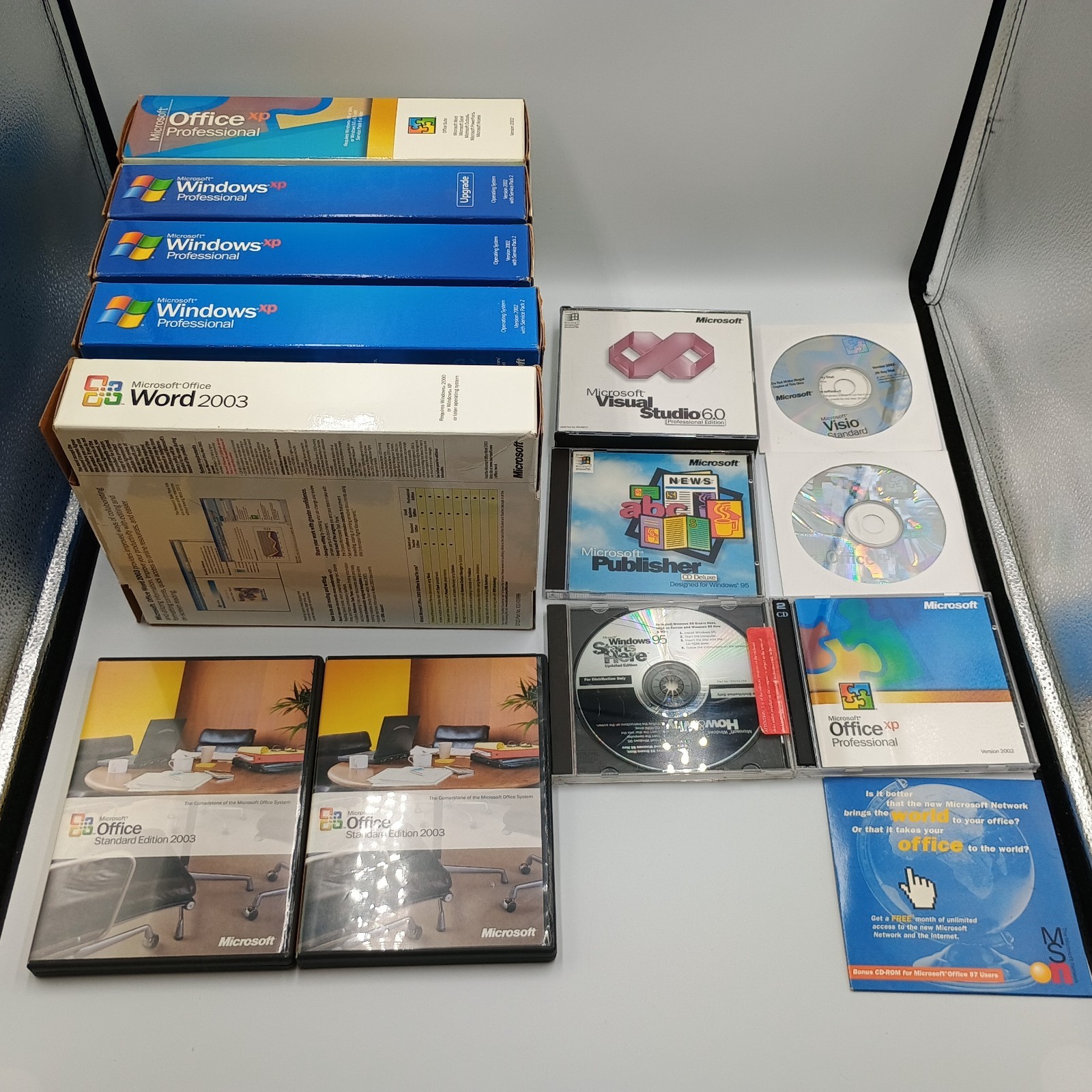 Microsoft Software Lot Windows XP Pro Office 2003 Visual Studio 6.0 Vintage