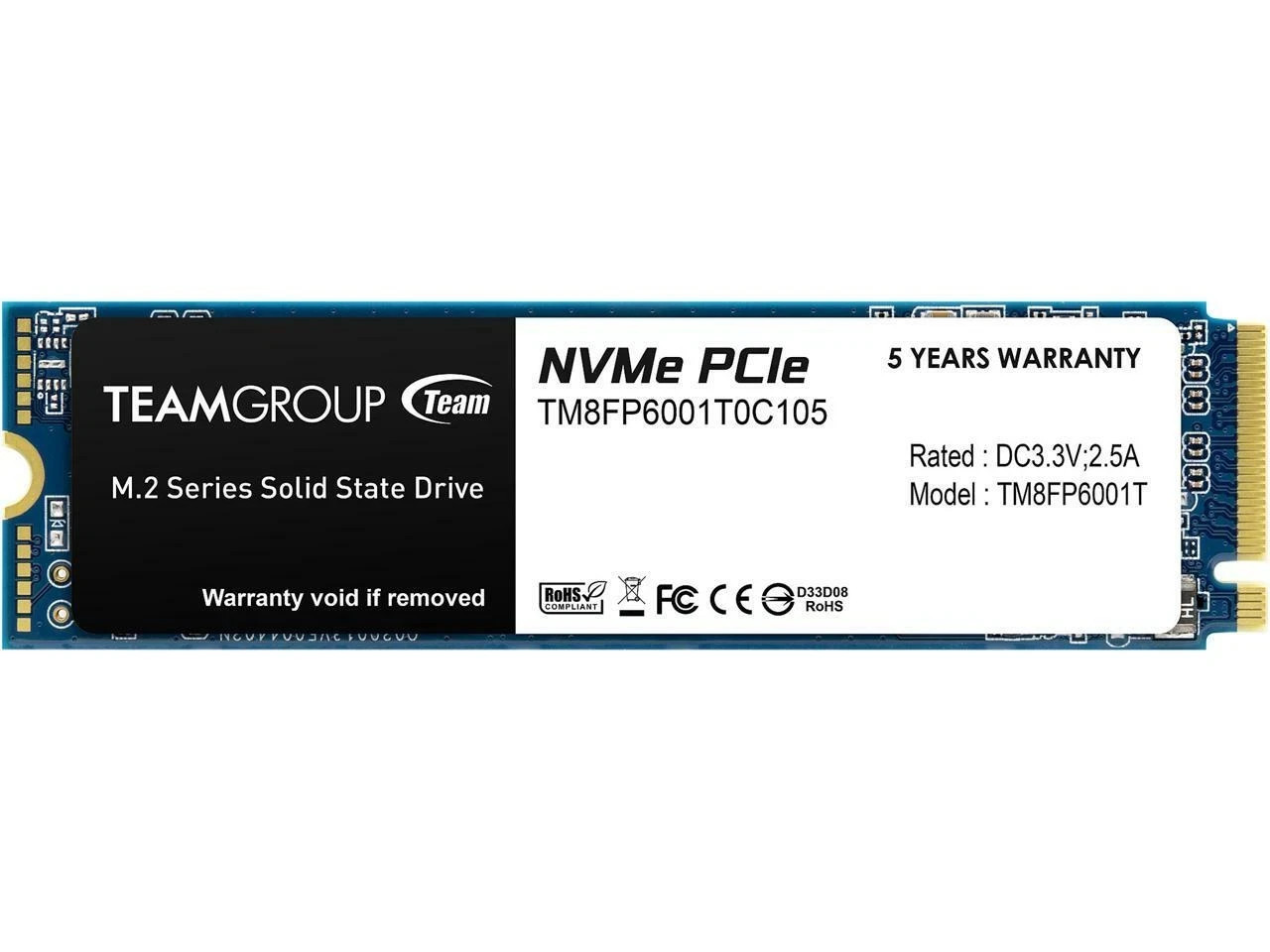 Team Group MP33 Series 1TB SSD PCI Express 3.0 x4 NVMe M.2 2280 TM8FP6001T0C101