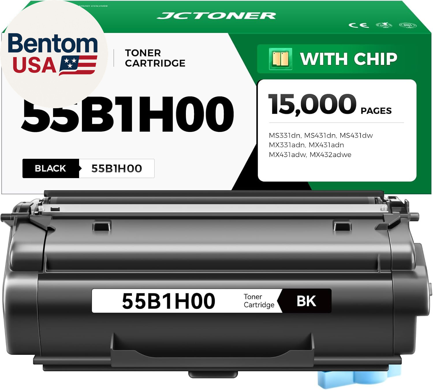 55B1H00 Toner Cartridge Black High Yield with Chip 15,000 Page-Yield Replacement