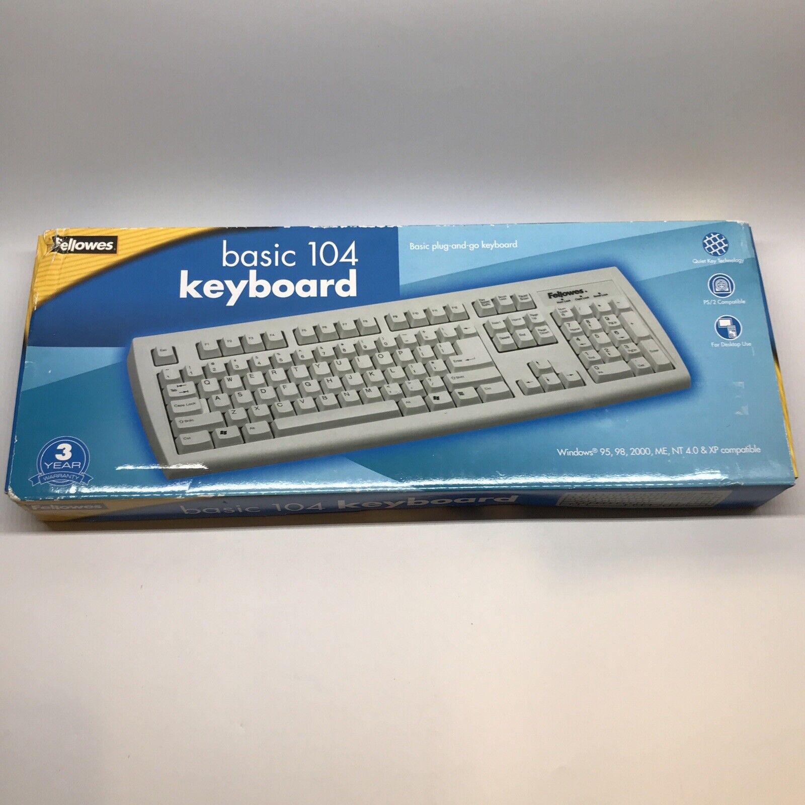 Fellowes 104 Keyboard 99148 in original packaging IBM AT PS2 Compatible Vintage