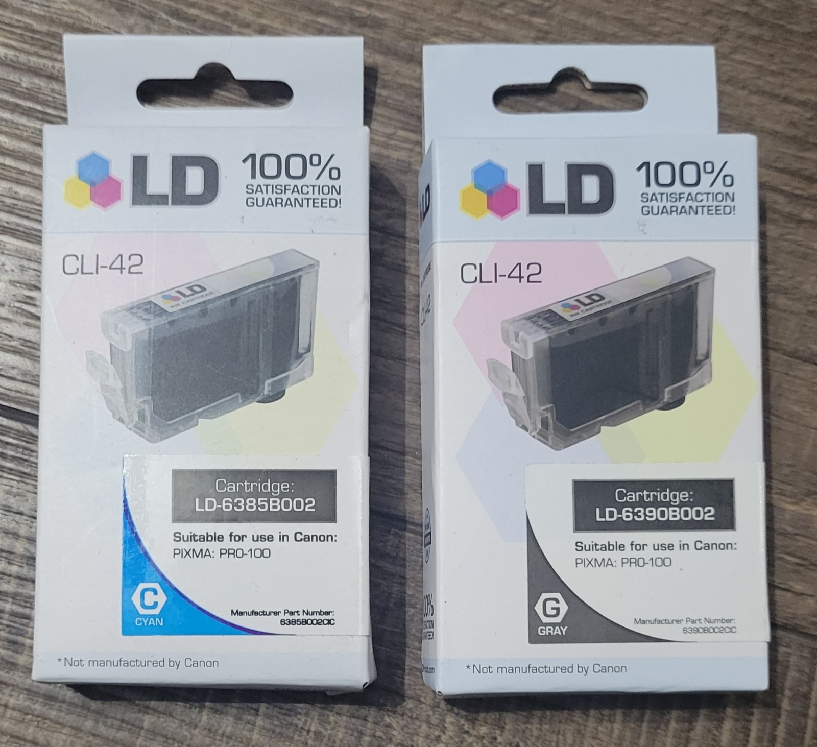 LD Comp 6385B002 CLI-42Cyan & Gray Inkjet Cartridge for Canon CLI-42 Lot Of 2