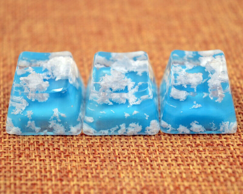 Blue Sky Keycap White Cloud Resin Keycap Handmade OEM R4 For Cherry MX Keyboard