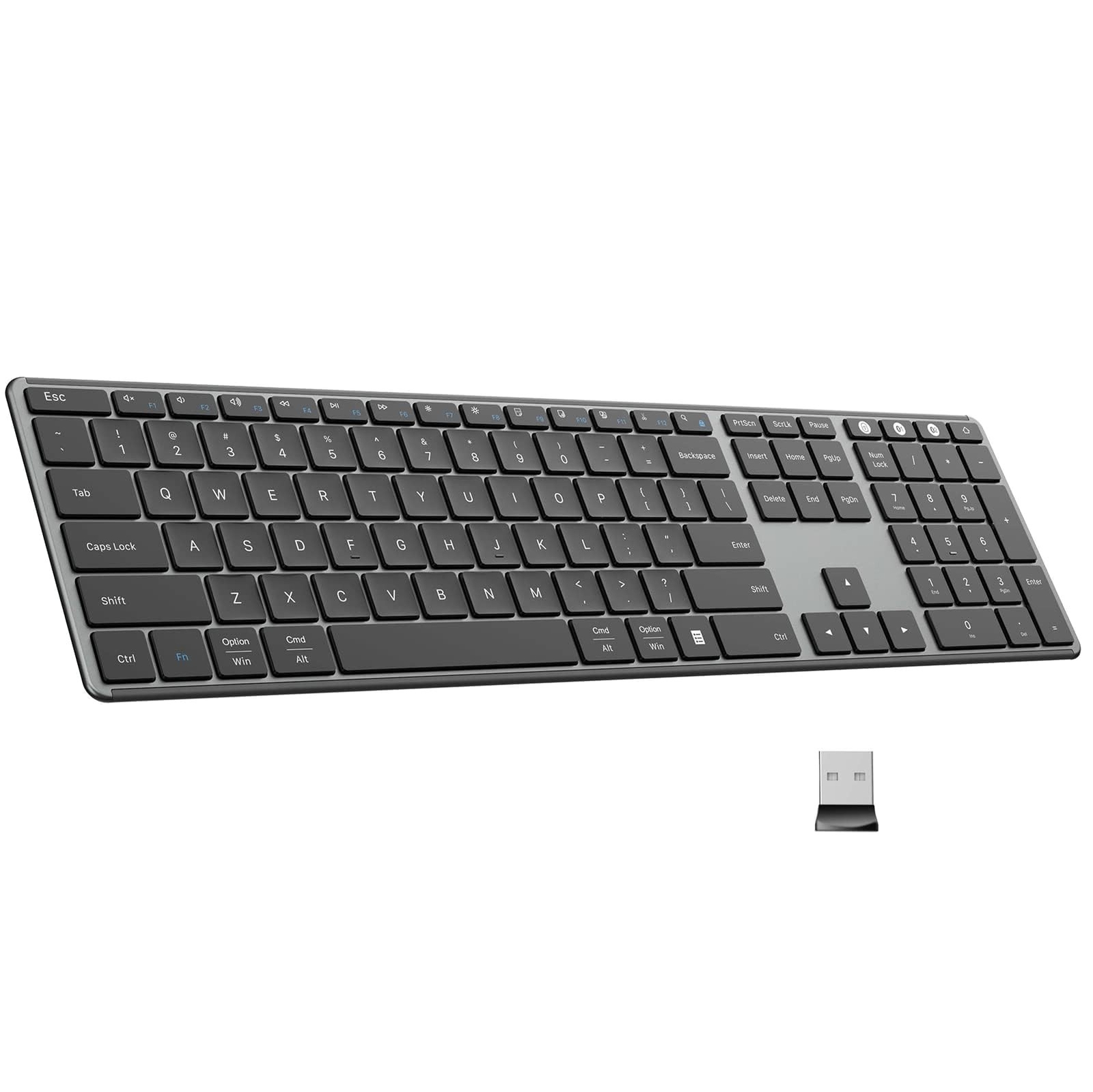 AUSDOM 2.4G Wireless Bluetooth Keyboard Full Size, Quiet Slim Multi-Device Re...
